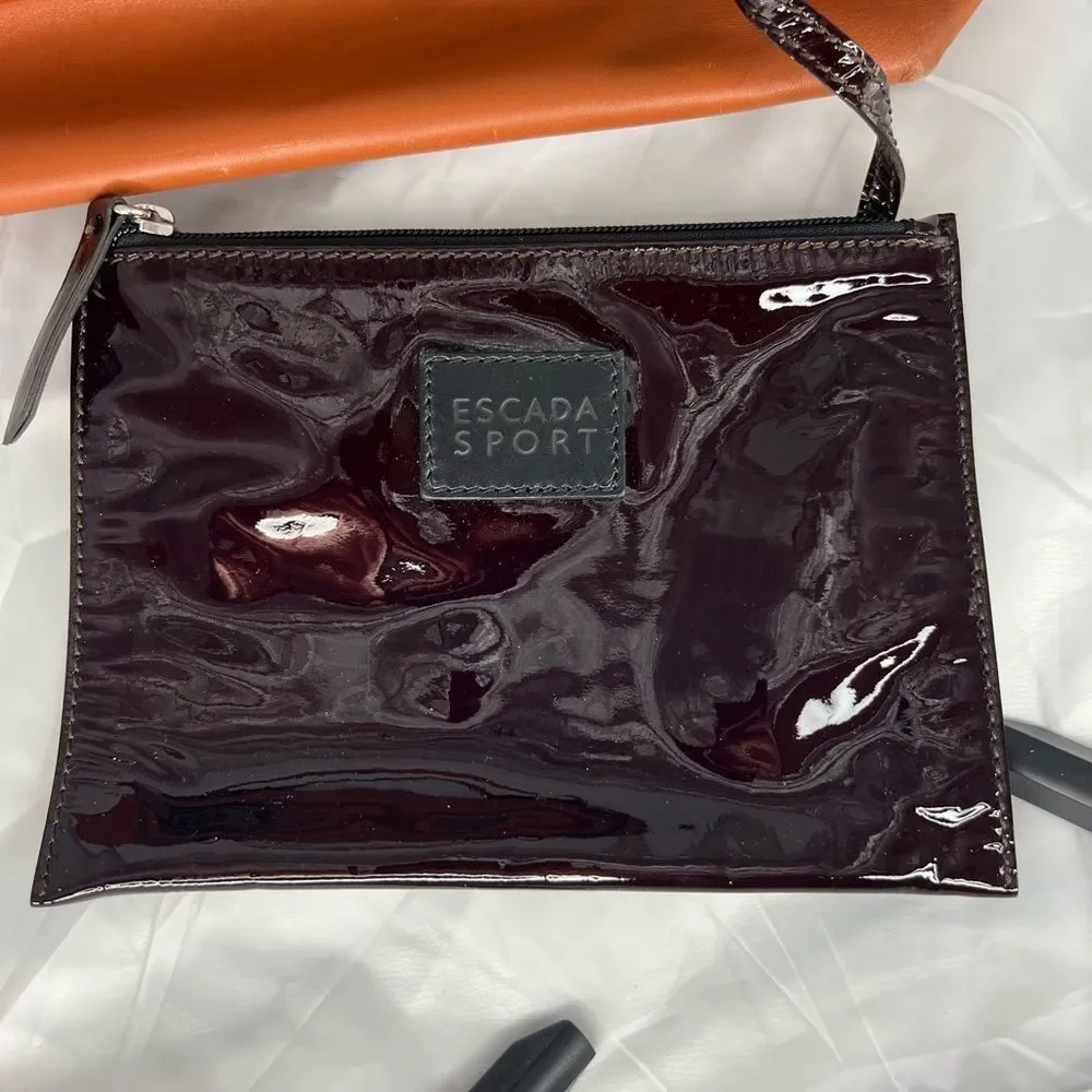 Escada sport leather bag with patent pouch